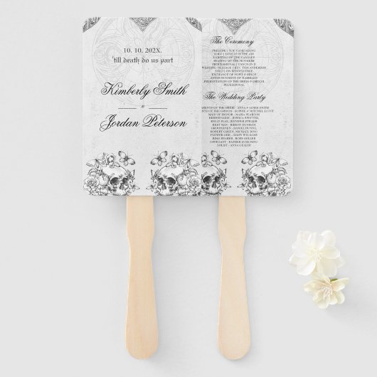 Gothic Wedding Program Handwaaier (Voorkant en achterkant)