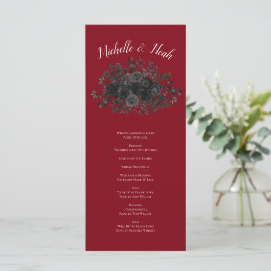 Gothic Wedding Programs (programma's voor rode en  Menu (Staand voorkant)