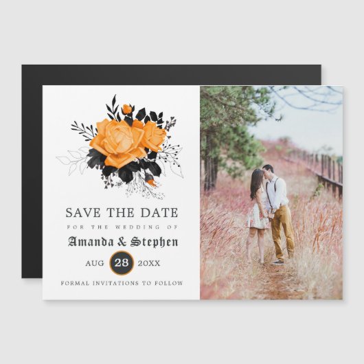  Gothic Wedding Save the Date Photo Magnetische Uitnodiging (Voorkant / Achterkant)