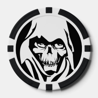Gothic White Reaper op zwarte achtergrond Pokerchips