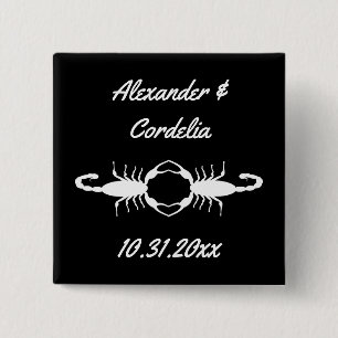 Gothic White Wedding Scorpions Custom Vierkante Button 5,1 Cm
