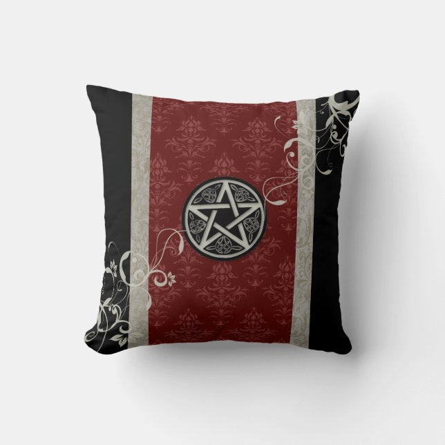 Gothic Wiccan Pentacle Kussen (Voorkant)