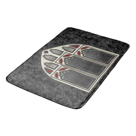 Gothic Window met Skeletten en vleermuizen op zwar Badmat (Gekanteld)