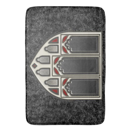 Gothic Window met Skeletten en vleermuizen op zwar Badmat (Voorkant Verticaal)