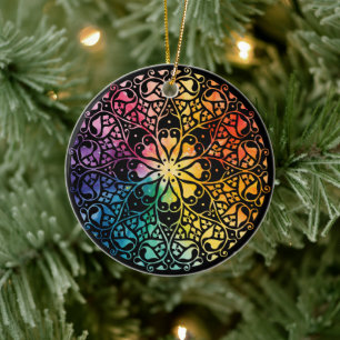 Gothic Window Rainbow Pride Keramisch Ornament