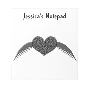 Gothic Winged Love Heart  Notepad Notitieblok