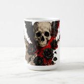 Gothic Winged Skull and Red Roses Coffee Mug (Centre)