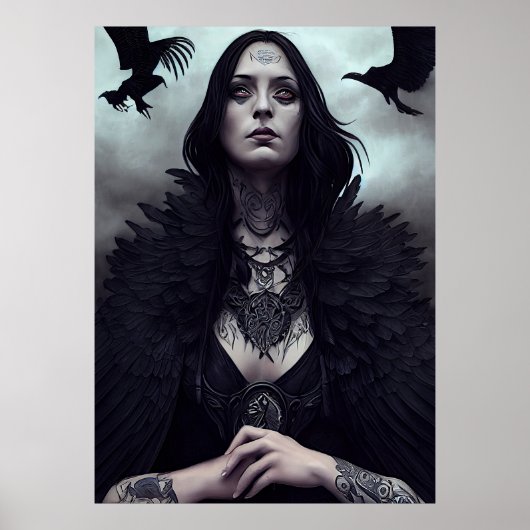 Gothic Witch Black Crow Poster (Voorkant)