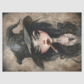 Gothic Witch Smoking Cigar Halloween Decoupage Tissuepapier (Voorkant)