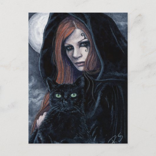 Gothic Witching Hour Cat Briefkaart (Voorkant)