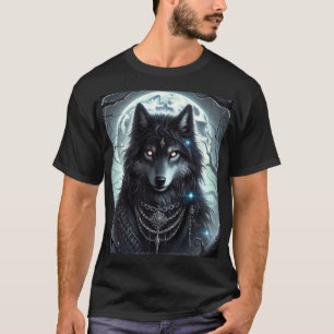 Gothic Wolf volle maan Dark Fantasy T-shirt