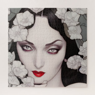 Gothic Woman Florals AI Generated Art Legpuzzel