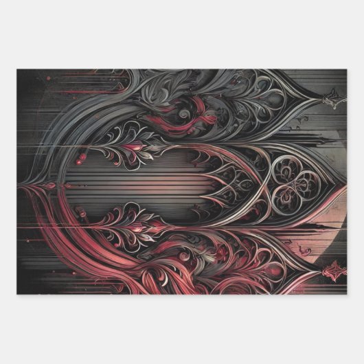 Gothic Wrapping Paper Flat Sheet - Set van 3 (Voorkant)