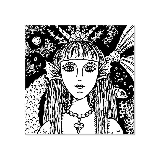 GOTHIC ZEEMEERMIN, ZWART ZEE SIREN FANTASY WHIMSY, 	RUBBERSTEMPEL (Afrduk)