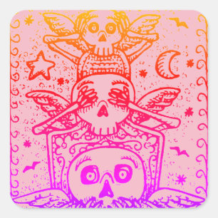 GOTHIC ZIE GEEN EVIL, CEMETERY SKELETON STICKERS F