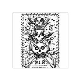 GOTHIC ZIEN GEEN KWAAD, BEGRAAFPLAATS SKELET RUBBE 	RUBBERSTEMPEL