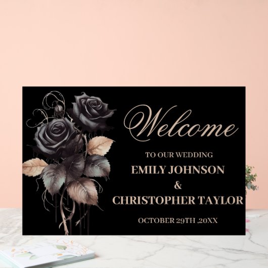 Gothic zwart acryl bruiloft teken acryl bord (Huwelijk)