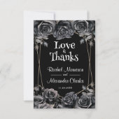 Gothic zwart bloemenhalloween bruiloft dank u bedankkaart (Voorkant)