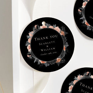 Gothic zwart blush bruiloft dank u bedankjes labels