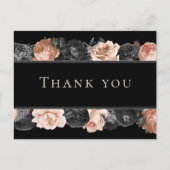 Gothic  zwart blush bruiloft dank u briefkaart (Voorkant)