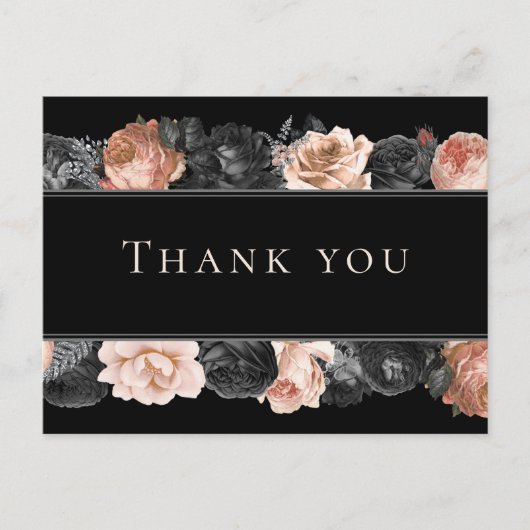 Gothic  zwart blush bruiloft dank u briefkaart (Voorkant)