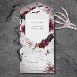 Gothic Zwart Bourgogne Halloween Hexagon Geen Dine All In One Uitnodiging