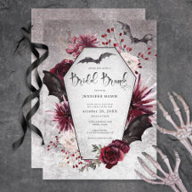 Gothic Zwart & Bourgogne Spooky Bridal Brunch