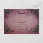 Gothic Zwart & Bourgondië Filigraan Hart Receptie Informatiekaartje (Voorkant)