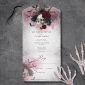 Gothic Zwart & Bourgondische schedel & vleermuizen All In One Uitnodiging