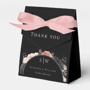 Gothic zwart bruiloft dank u Monogram Bedankdoosjes