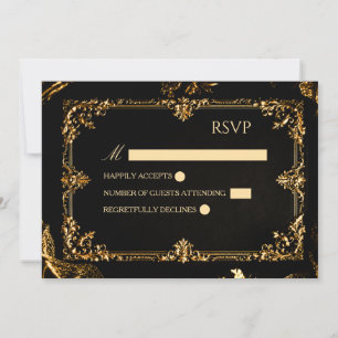 Gothic Zwart en Goud RSVP Kaart