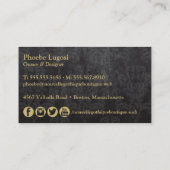 Gothic Zwart & Goud Damask Visitekaartje (Achterkant)