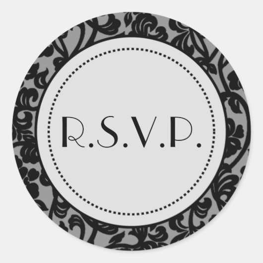 Gothic Zwart & Grijs Bloeiende Envelopzegels Ronde Sticker (Voorkant)