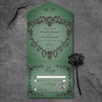 Gothic Zwart & Groen Filigraan Hart QR Code