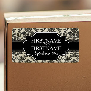 Gothic Zwart Kant en Perkament Bruiloft Jubileum Etiket