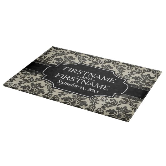 Gothic Zwart Kant en Perkament Bruiloft Jubileum Snijplank (Hoek)