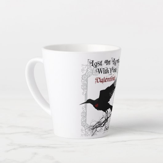 Gothic Zwart Kraai en Kant Valentijn Latte Cup Latte Mok (Linkerhoek)