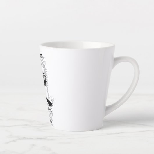 Gothic Zwart Kraai en Kant Valentijn Latte Cup Latte Mok (Rechts)