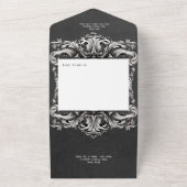 Gothic Zwart Moody Victoriaans Lijst Geen Diner All In One Uitnodiging (Buitenkant)