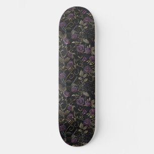 Gothic Zwart Paarse Rozen en Spinnen Skateboard