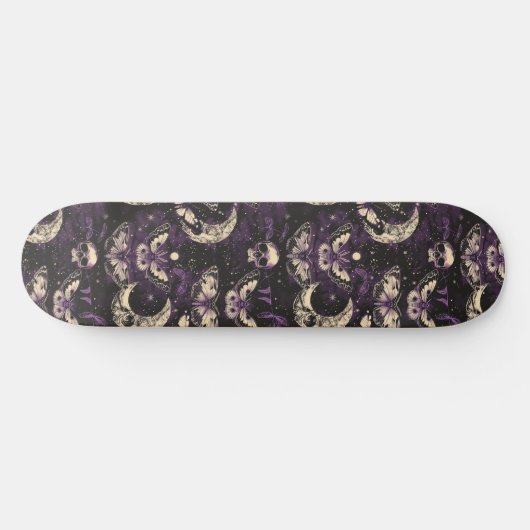 Gothic zwart Paarse schedels motten maan skateboar Skateboard (Horizontaal)