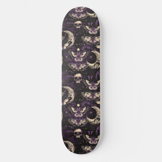 Gothic zwart Paarse schedels motten maan skateboar Skateboard (Voorkant)