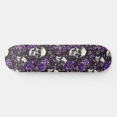 Gothic Zwart Paarse Skulls en Rozen Skateboard (Horizontaal)