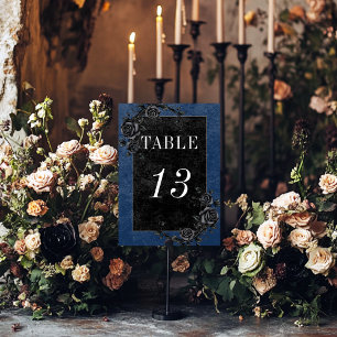 Gothic Zwart Raven & Zwart Rozen Blauw Bruiloft Kaart