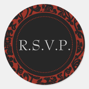 Gothic Zwart & Rood Flourish Envelope Seals Ronde Sticker