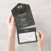 Gothic Zwart & Rood Schedels & Hart Zwart Geen Din All In One Uitnodiging