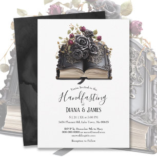 Gothic Zwart Roos & Boek Fantasy Handfasting Kaart