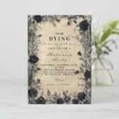 Gothic Zwart Roos Halloween Soirée Kaart (Staand voorkant)