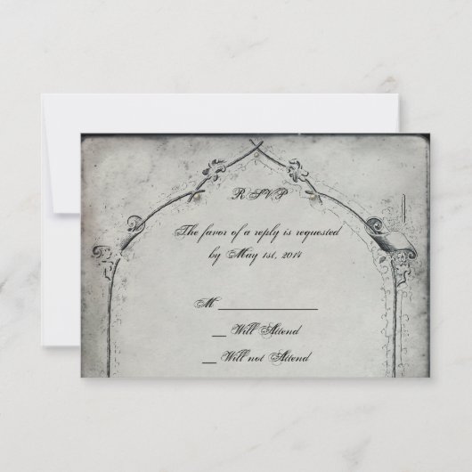 Gothic Zwart Roos Trellis Wedding Response Kaart (Voorkant)