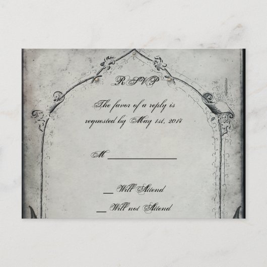 Gothic Zwart Roos Trellis Wedding RSVP Uitnodiging Briefkaart